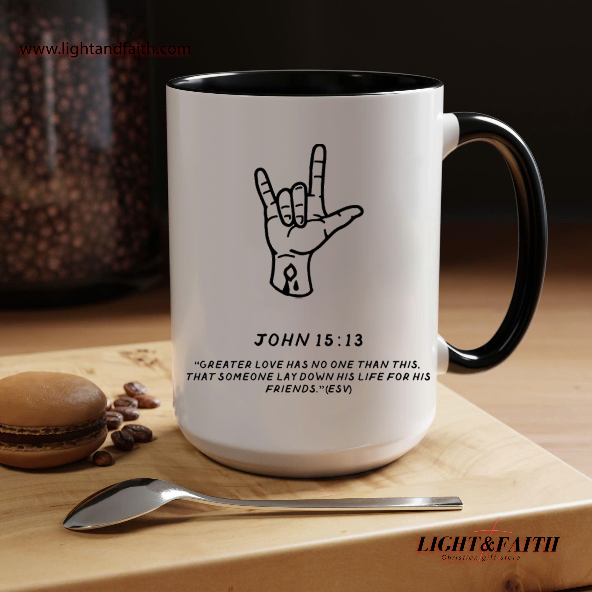 John 15:13 Love Mug, Greater Love Has No One Than This Christian Gift, Bible Verse Coffee Cup, Religious Friendship Gift for Him Her MULAF63